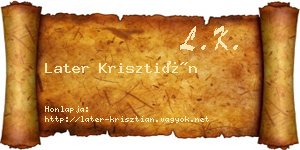 Later Krisztián névjegykártya